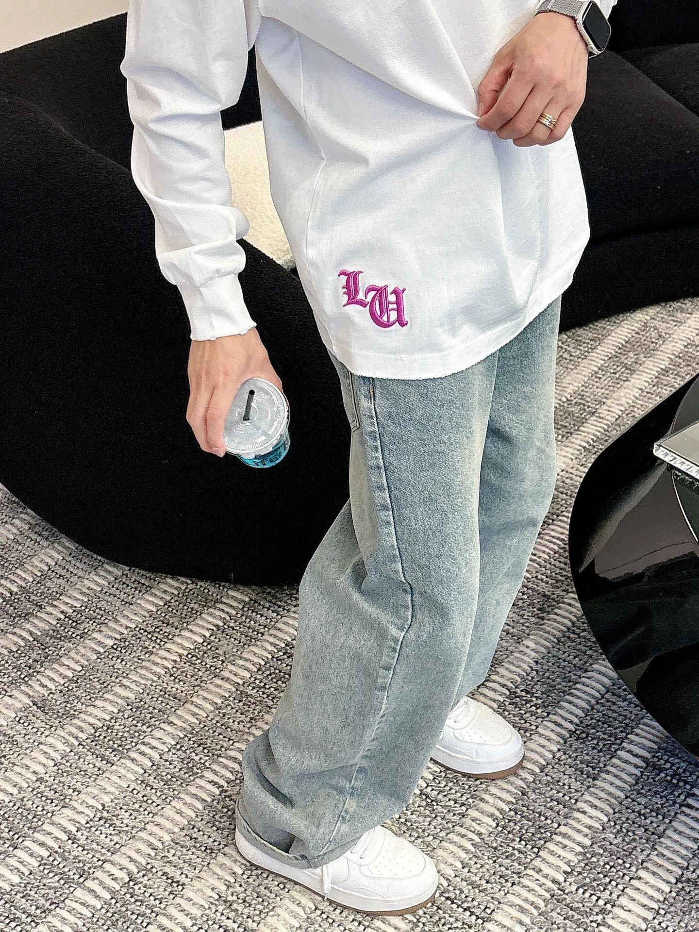 Pants P 470💰, clothes P 410💰 Chrome Hearte CH new cross horseshoe Chrome Heart Sanskrit three-dimensional patchwork show craftsmanship, washed and frayed, pure cotton double yarn jersey fabric, custom dyed in the same vat with special bold 32-count double-strand 1X1 thread. .Light luxury, a must-have item for daily commuting for men and women.  Color: Black White Size: M~3x Style No.: 3583